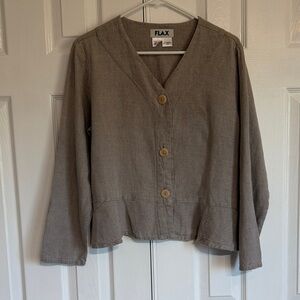 Flax Lightweight Button Up 100% Linen Jacket